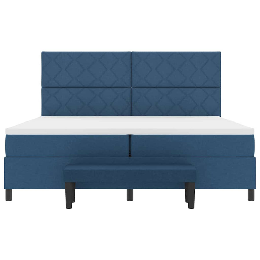 Boxspringbed met matras met hoofdeinde Blauw 200 x 200 cm Stof
