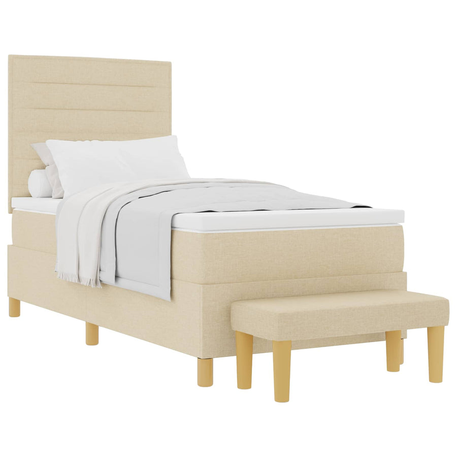 Boxspring bed met hoofdeinde Crème 200 x 90 cm Stof