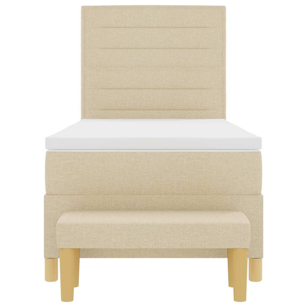 Boxspring bed met hoofdeinde Crème 200 x 90 cm Stof