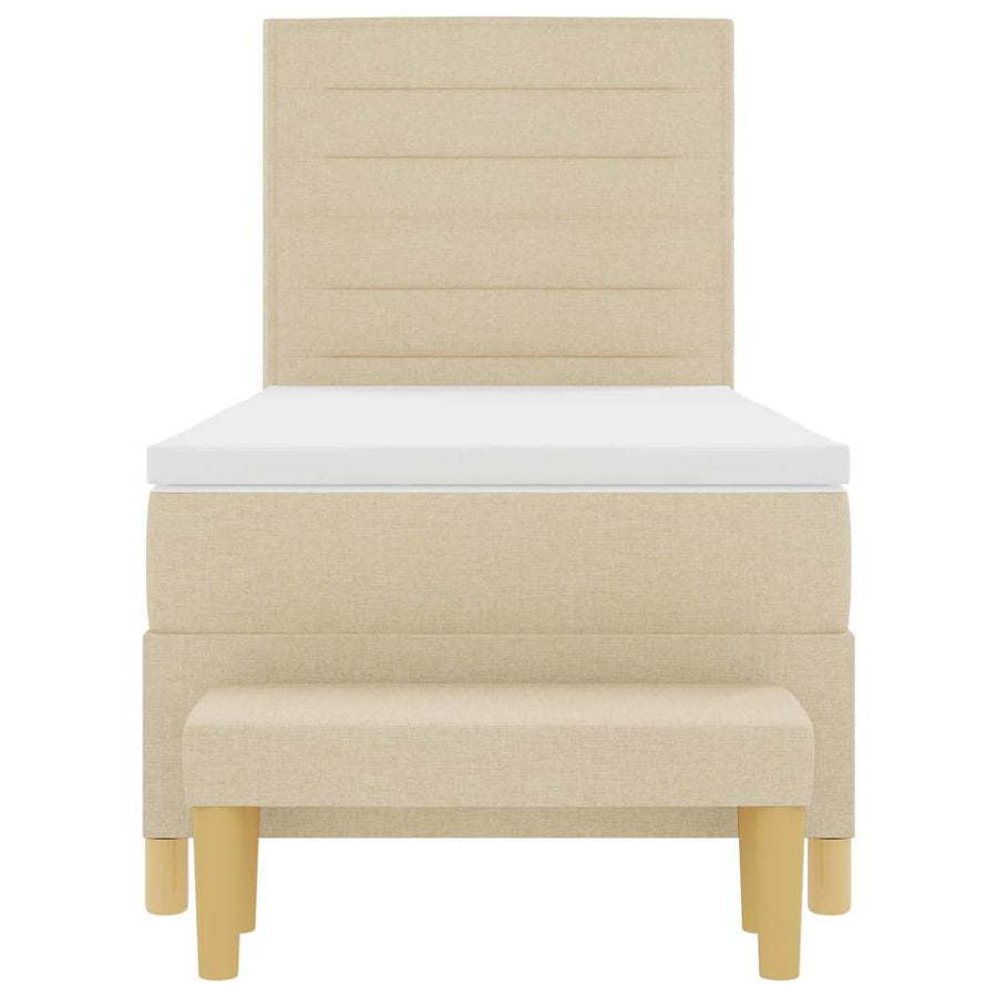 Boxspring bed met hoofdeinde Crème 200 x 90 cm Stof