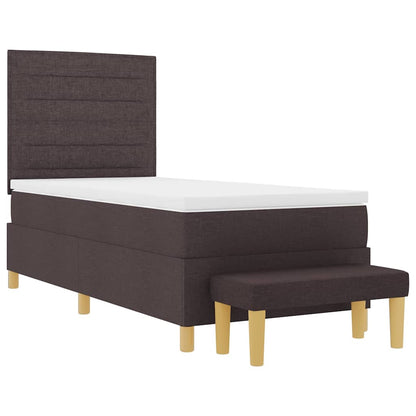 Boxspring bed met matras Donkerbruin 90 x 190 cm Stof