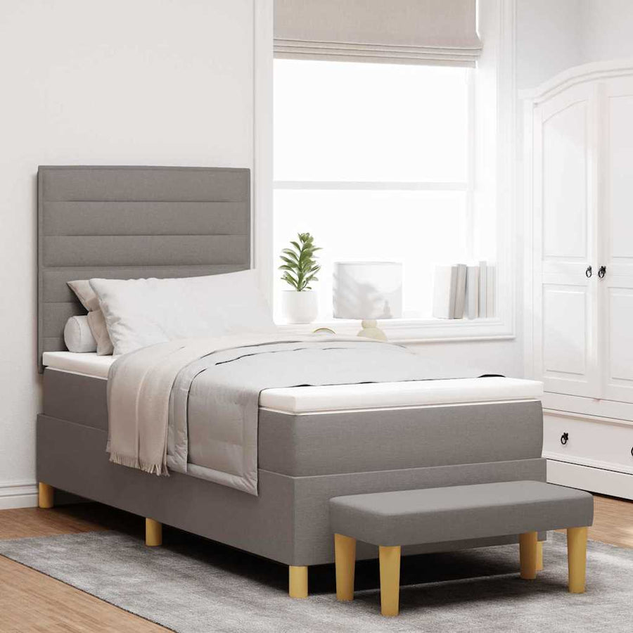 Boxspringbed met matras en bank stof taupe 90x190 cm