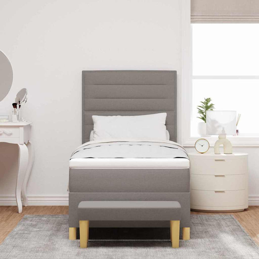 Boxspringbed met matras en bank stof taupe 90x190 cm
