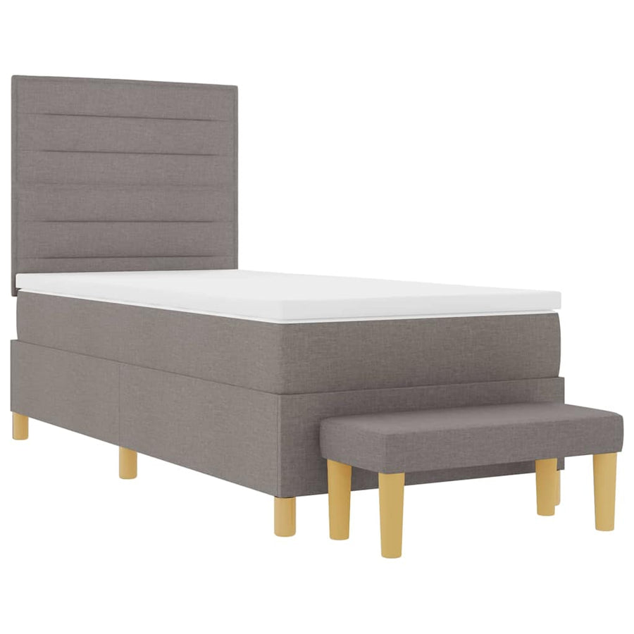 Boxspringbed met matras en bank stof taupe 90x190 cm