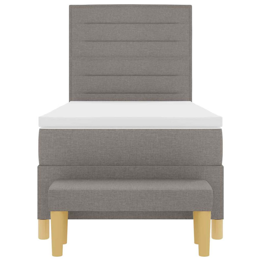 Boxspringbed met matras en bank stof taupe 90x190 cm