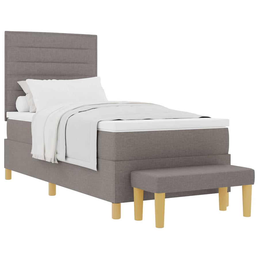 Boxspringbed met matras en bank stof taupe 90x190 cm