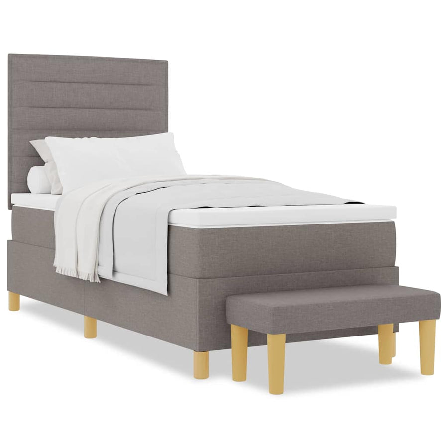 Boxspringbed met matras en bank stof taupe 90x190 cm
