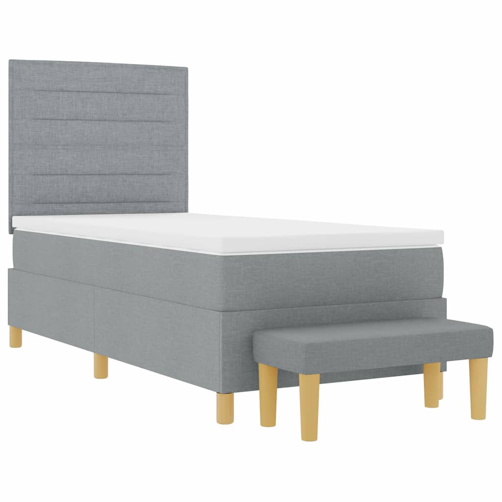 Boxspring bed met kussen Lichtgrijs 200 x 90 cm Stof