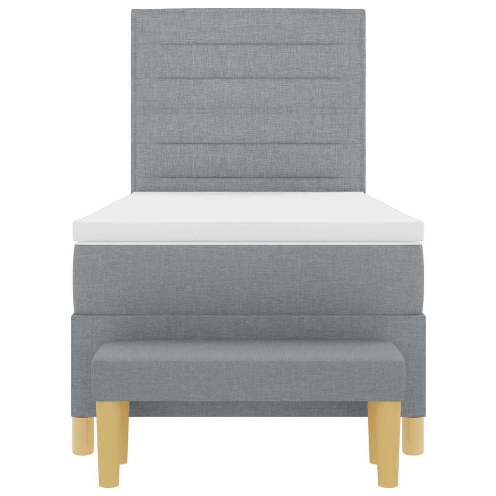 Boxspring bed met kussen Lichtgrijs 200 x 90 cm Stof