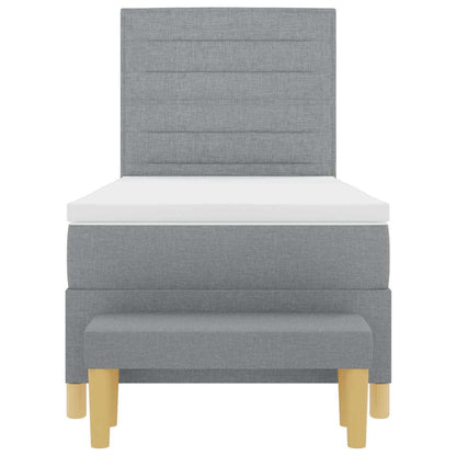 Boxspring bed met kussen Lichtgrijs 200 x 90 cm Stof