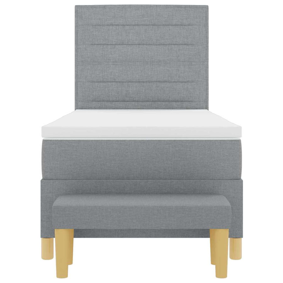Boxspring bed met kussen Lichtgrijs 200 x 90 cm Stof