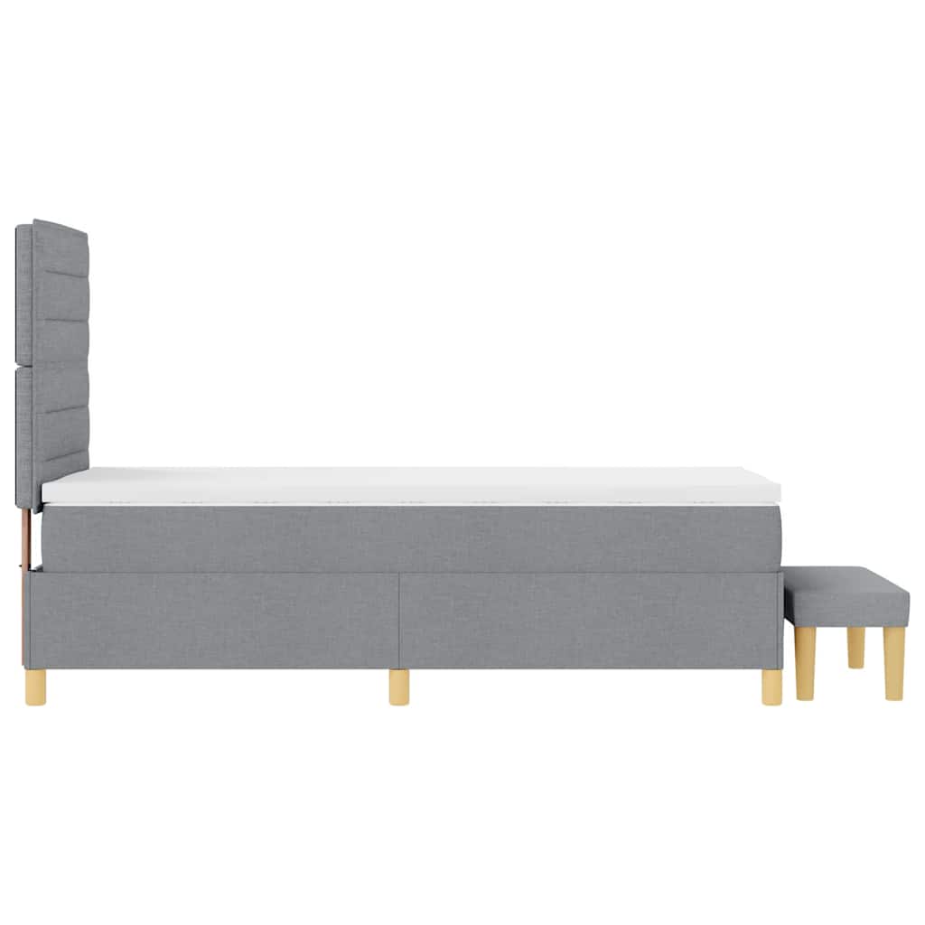 Boxspring bed met kussen Lichtgrijs 200 x 90 cm Stof