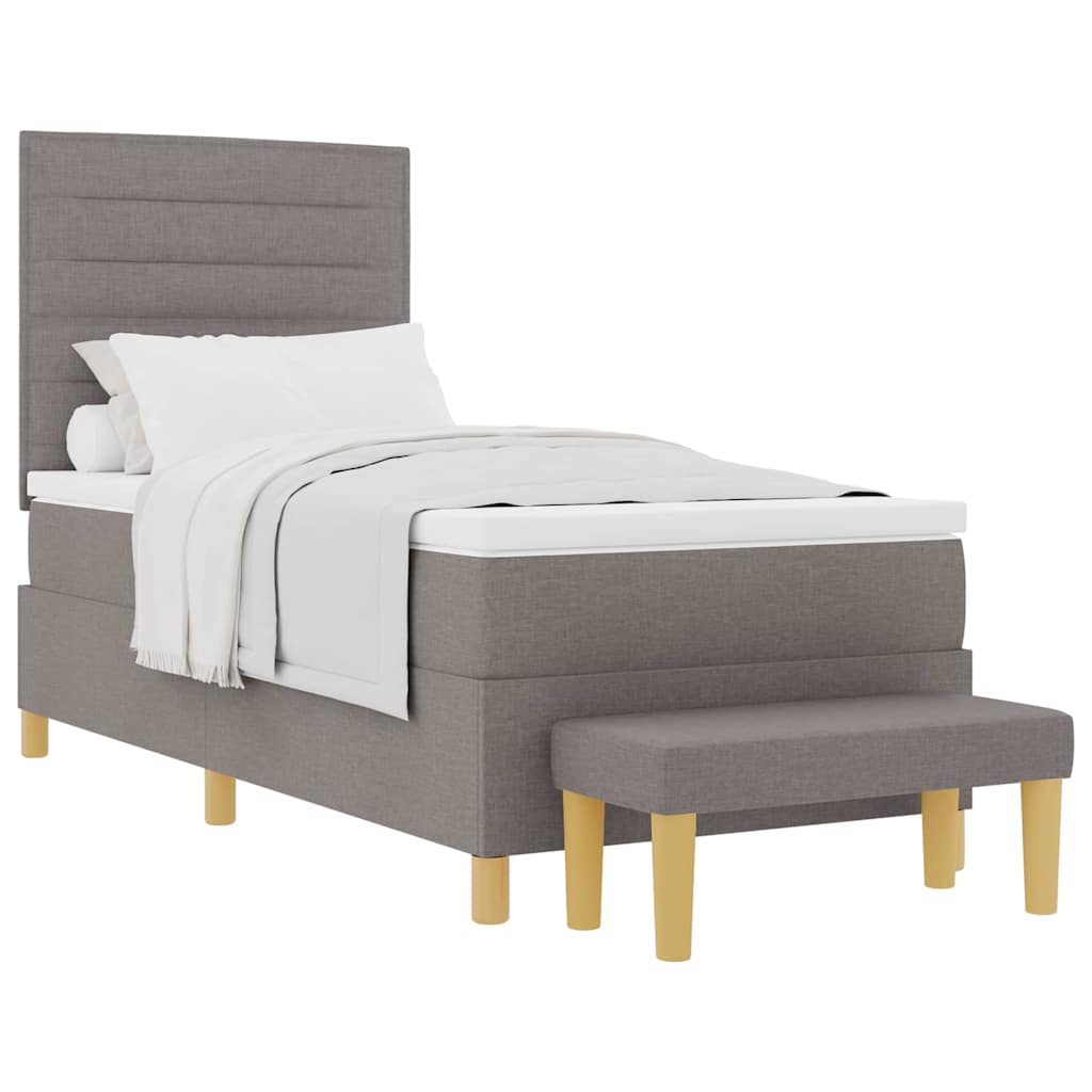 Boxspringbed met matras en bank stof taupe 90x200 cm