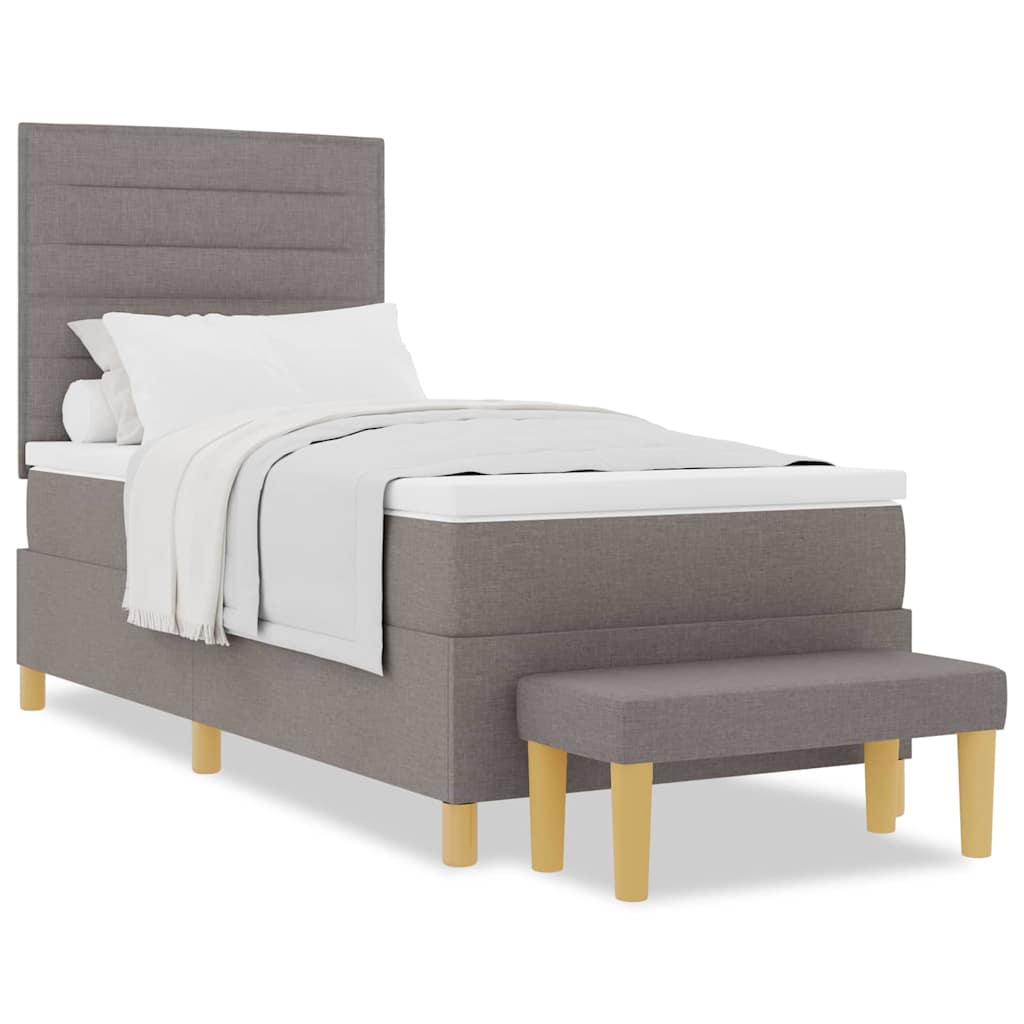 Boxspringbed met matras en bank stof taupe 90x200 cm