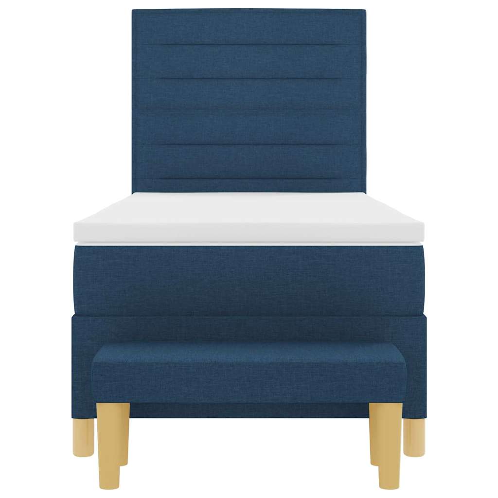 Boxspring bed met kussen met hoofdeinde Blauw 200 x 90 cm Stof