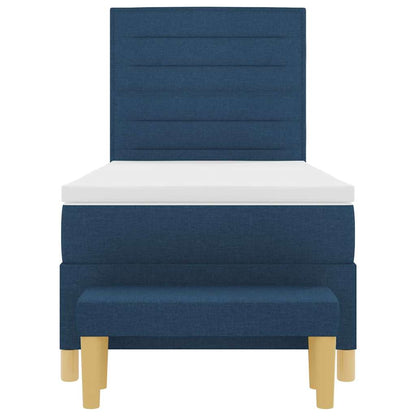 Boxspring bed met kussen met hoofdeinde Blauw 200 x 90 cm Stof