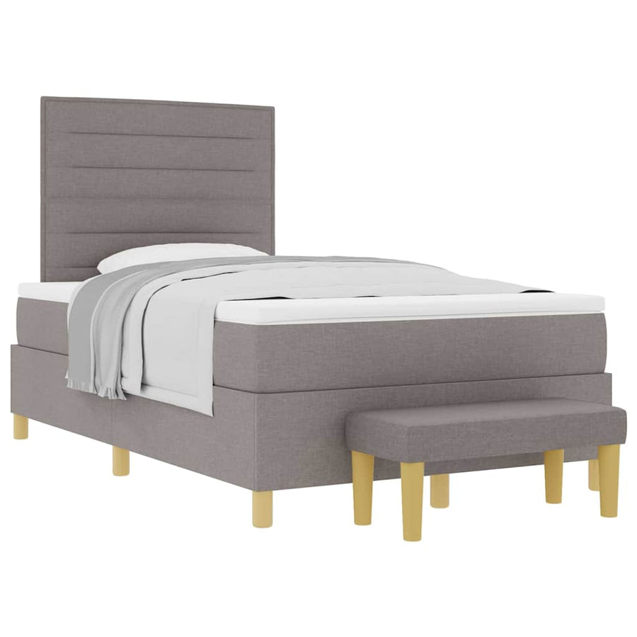 Boxspring Bed Met Matras Met Hoofdeinde Stof Taupe 120 x 190 cm Lijnen ontwerp