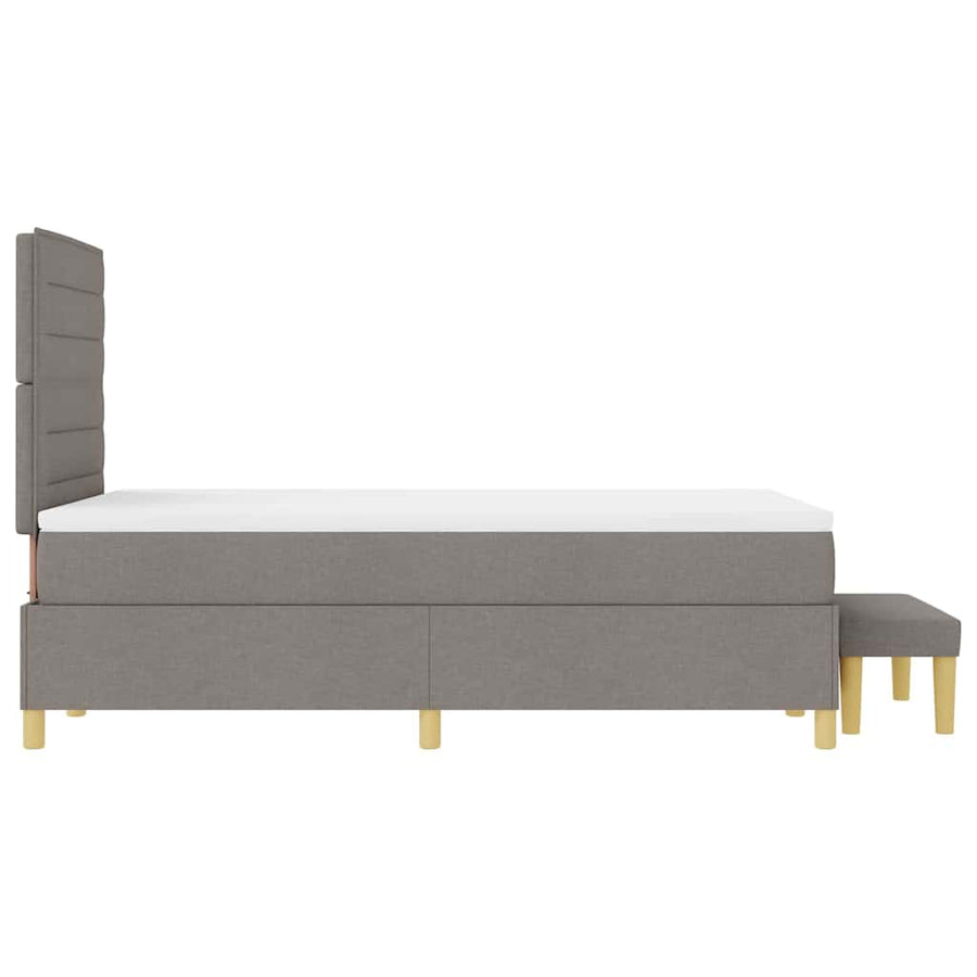 Boxspring Bed Met Matras Met Hoofdeinde Stof Taupe 120 x 190 cm Lijnen ontwerp