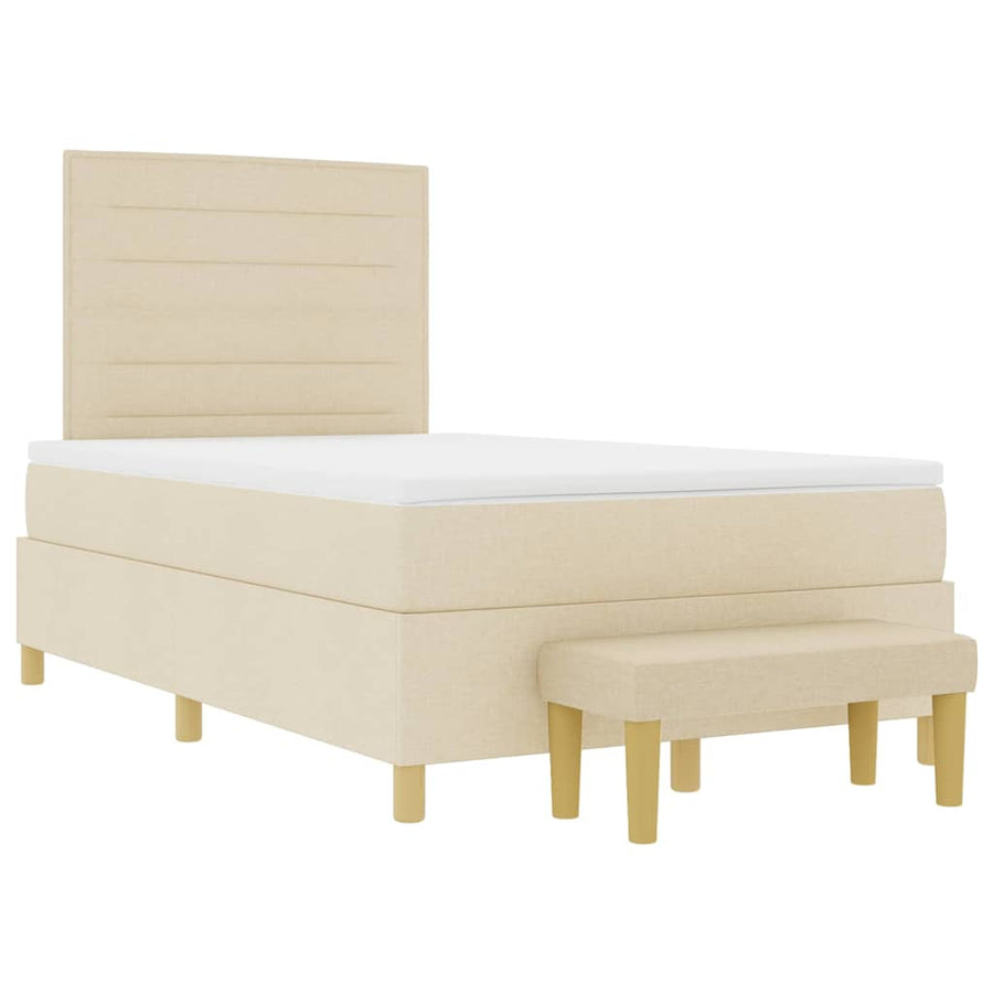 Boxspring bed met kussen met hoofdeinde Crème 190 x 120 cm Stof