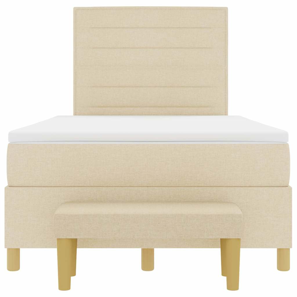 Boxspring Bed Met Matras Met Hoofdeinde Stof Crème 120 x 190 cm Lijnen ontwerp