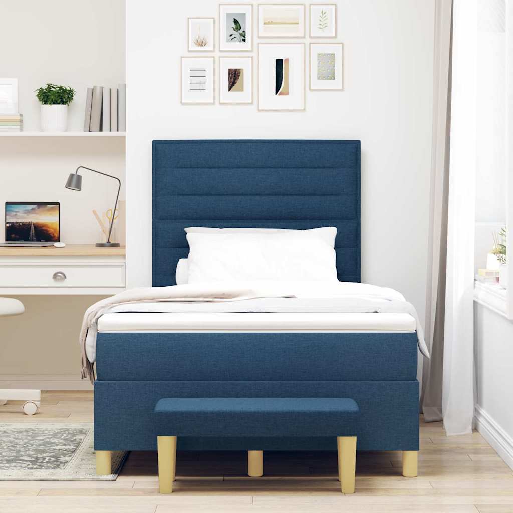 Boxspring bed met kussen met hoofdeinde Blauw 190 x 120 cm Stof