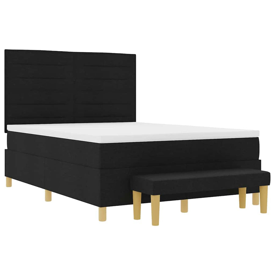 Boxspring bed met matras met hoofdeinde Zwart 140 x 190 cm Stof