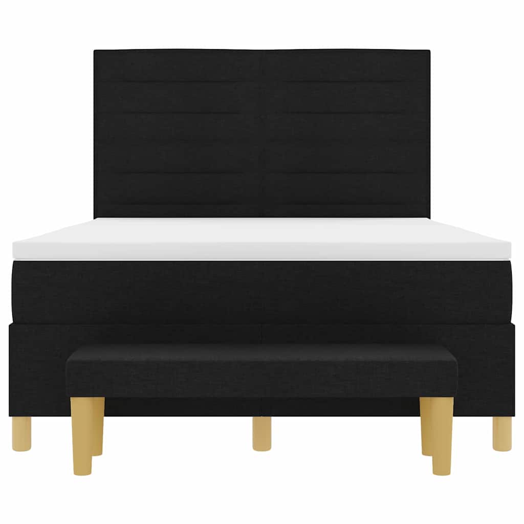 Boxspring bed met matras met hoofdeinde Zwart 140 x 190 cm Stof