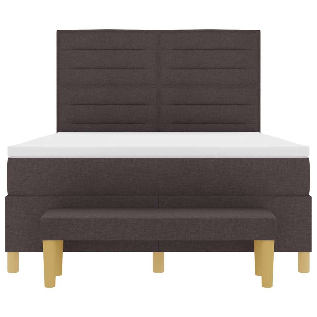Boxspring bed met hoofdeinde Donkerbruin 190 x 140 cm Stof