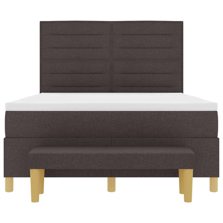 Boxspring bed met hoofdeinde Donkerbruin 190 x 140 cm Stof