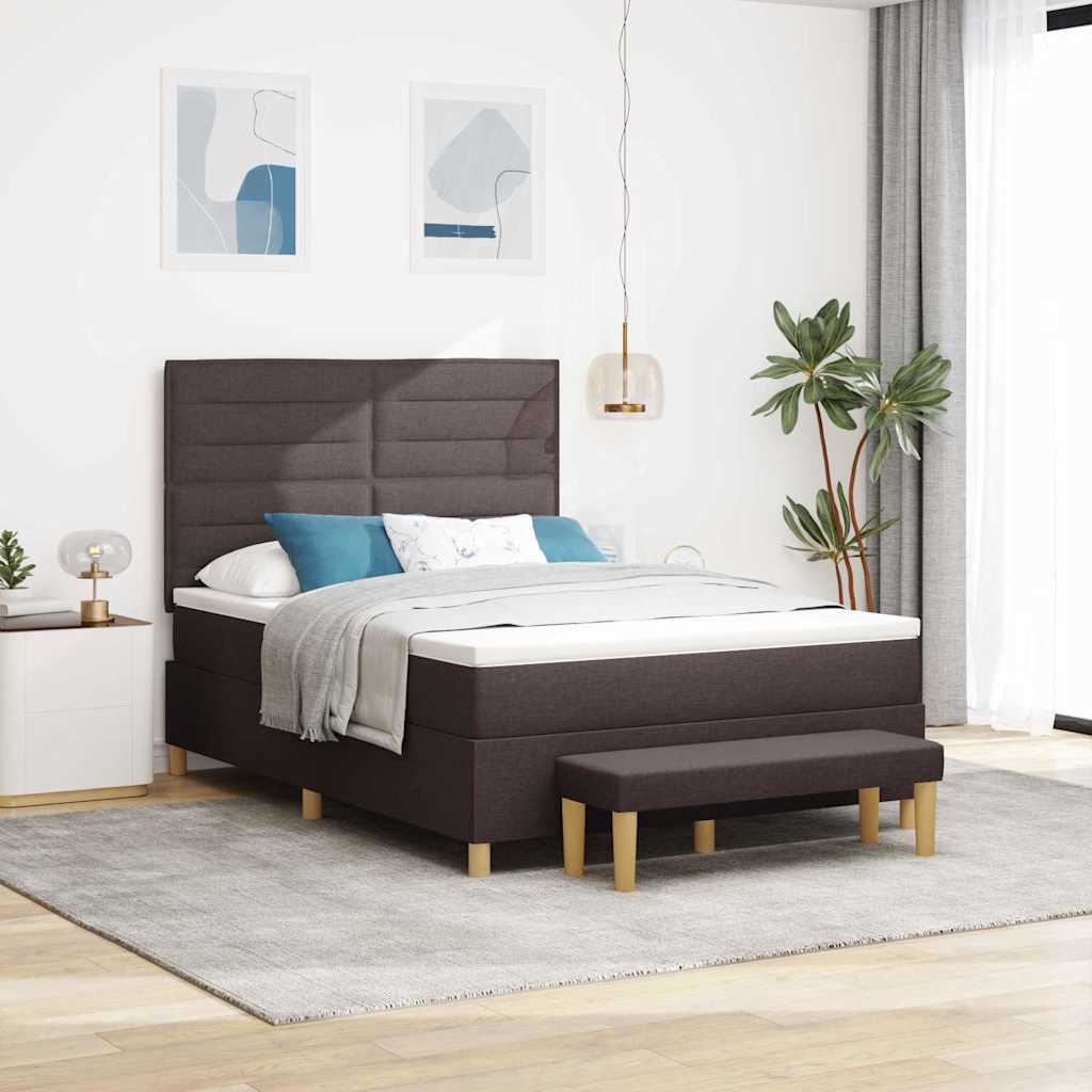 Boxspring bed met hoofdeinde Donkerbruin 200 x 140 cm Stof