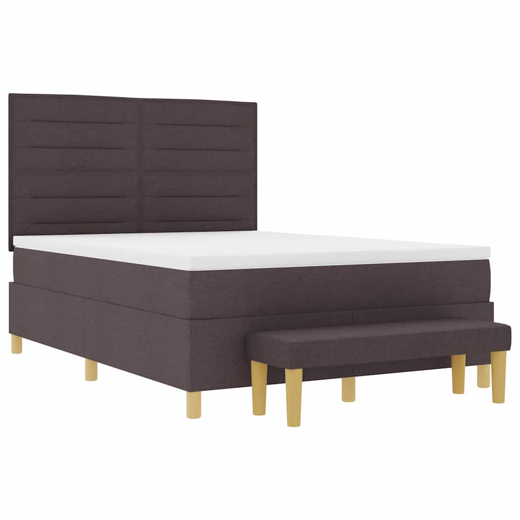 Boxspring bed met hoofdeinde Donkerbruin 200 x 140 cm Stof
