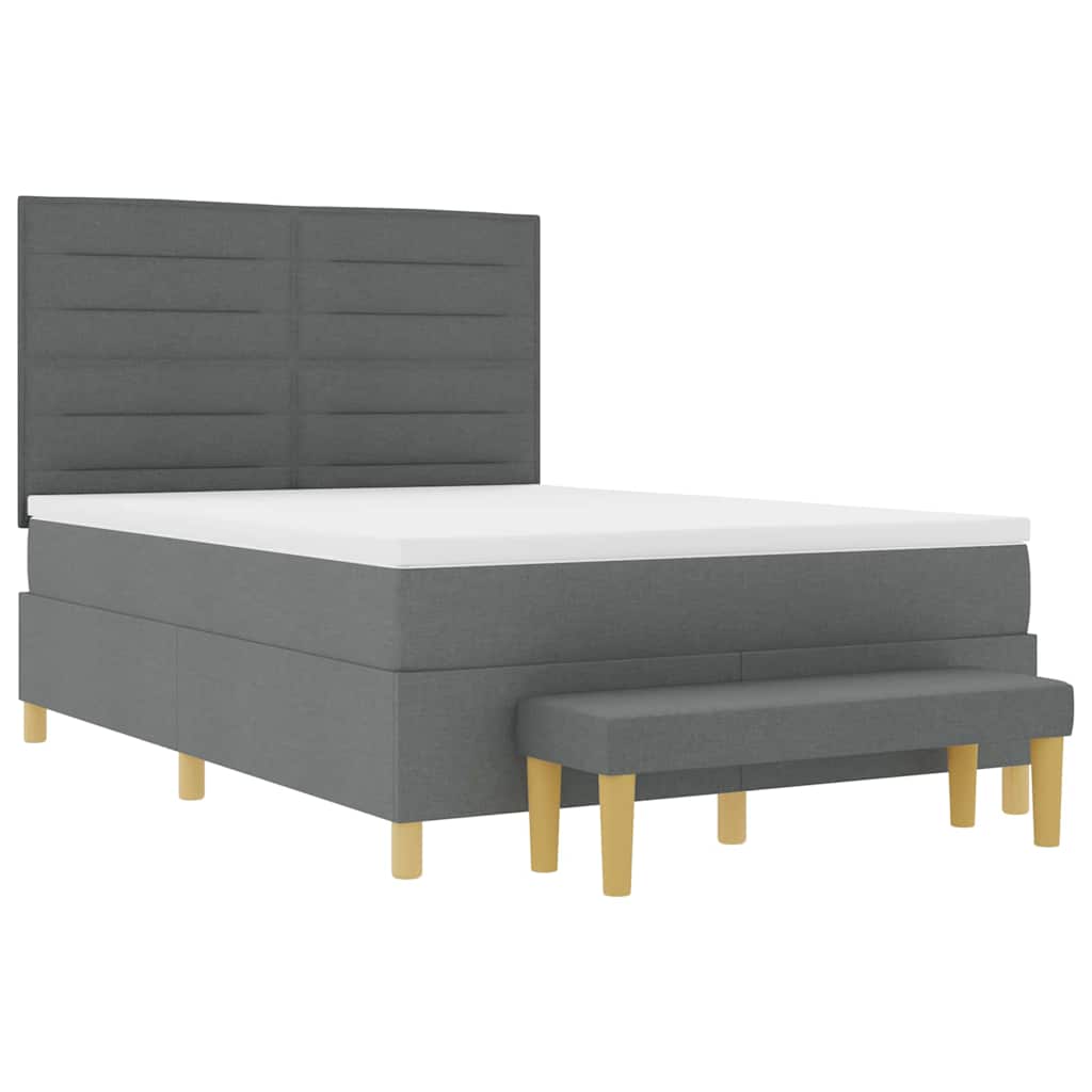Boxspring bed met matras Donkergrijs 160 x 200 cm Stof
