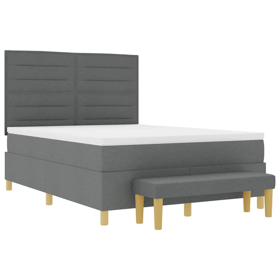Boxspring bed met matras Donkergrijs 160 x 200 cm Stof