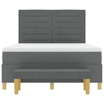 Boxspring bed met matras Donkergrijs 160 x 200 cm Stof