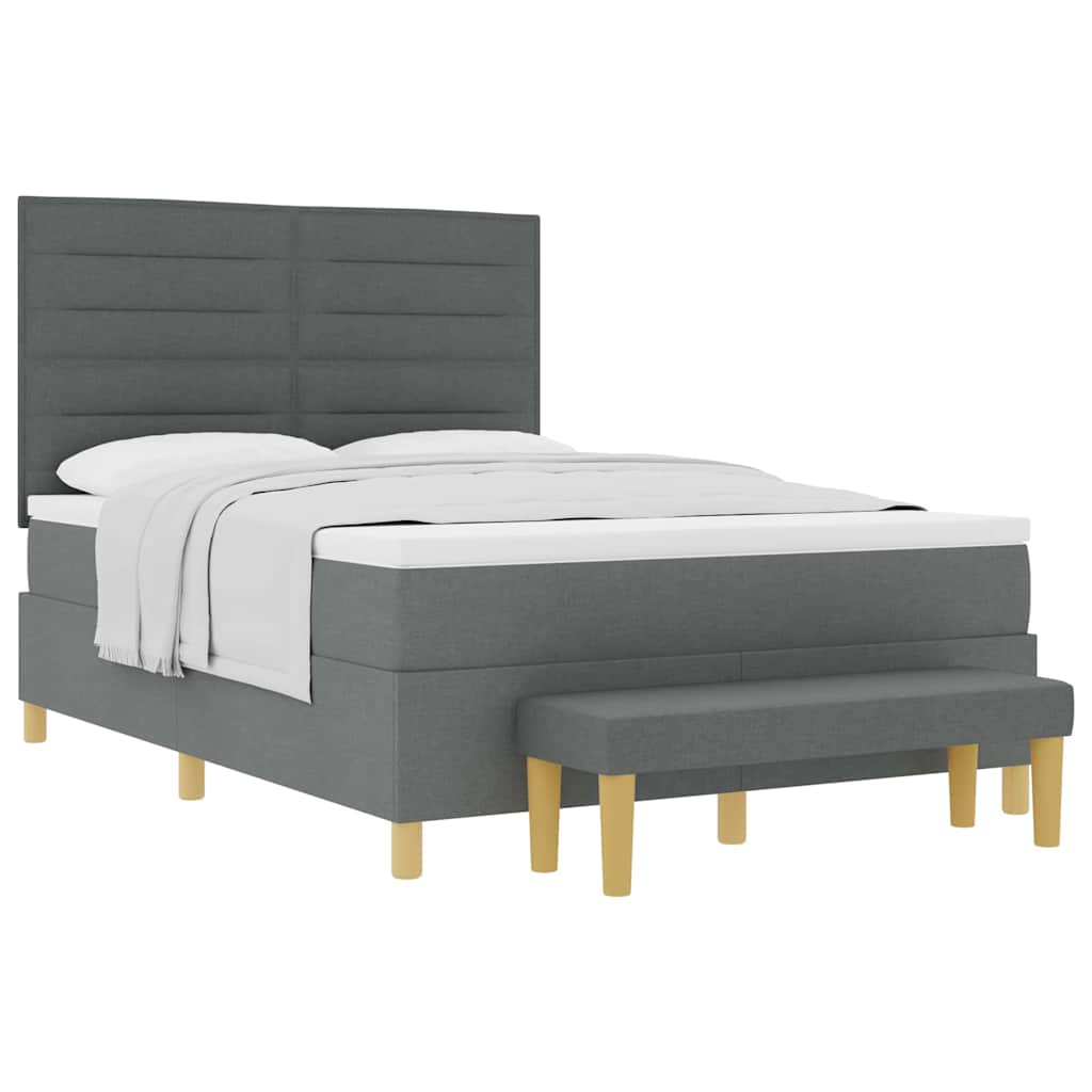 Boxspring bed met matras Donkergrijs 160 x 200 cm Stof