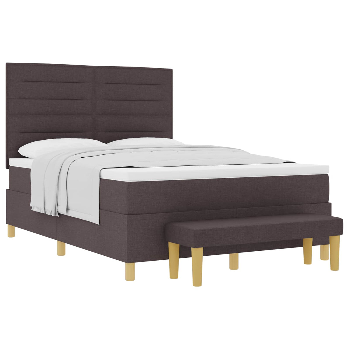 Boxspring bed met hoofdeinde Donkerbruin 200 x 160 cm Stof