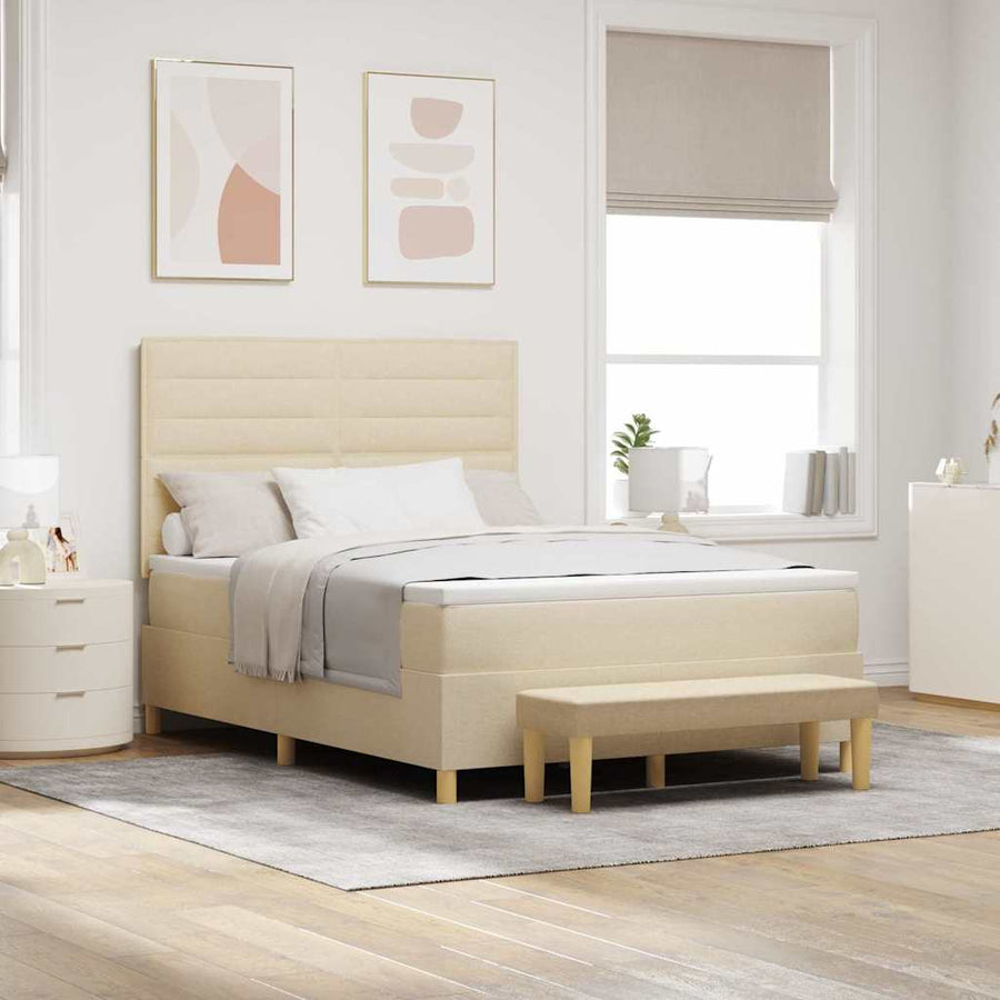 Boxspring bed met hoofdeinde Crème 200 x 160 cm Stof