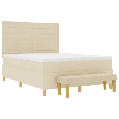 Boxspring bed met hoofdeinde Crème 200 x 160 cm Stof