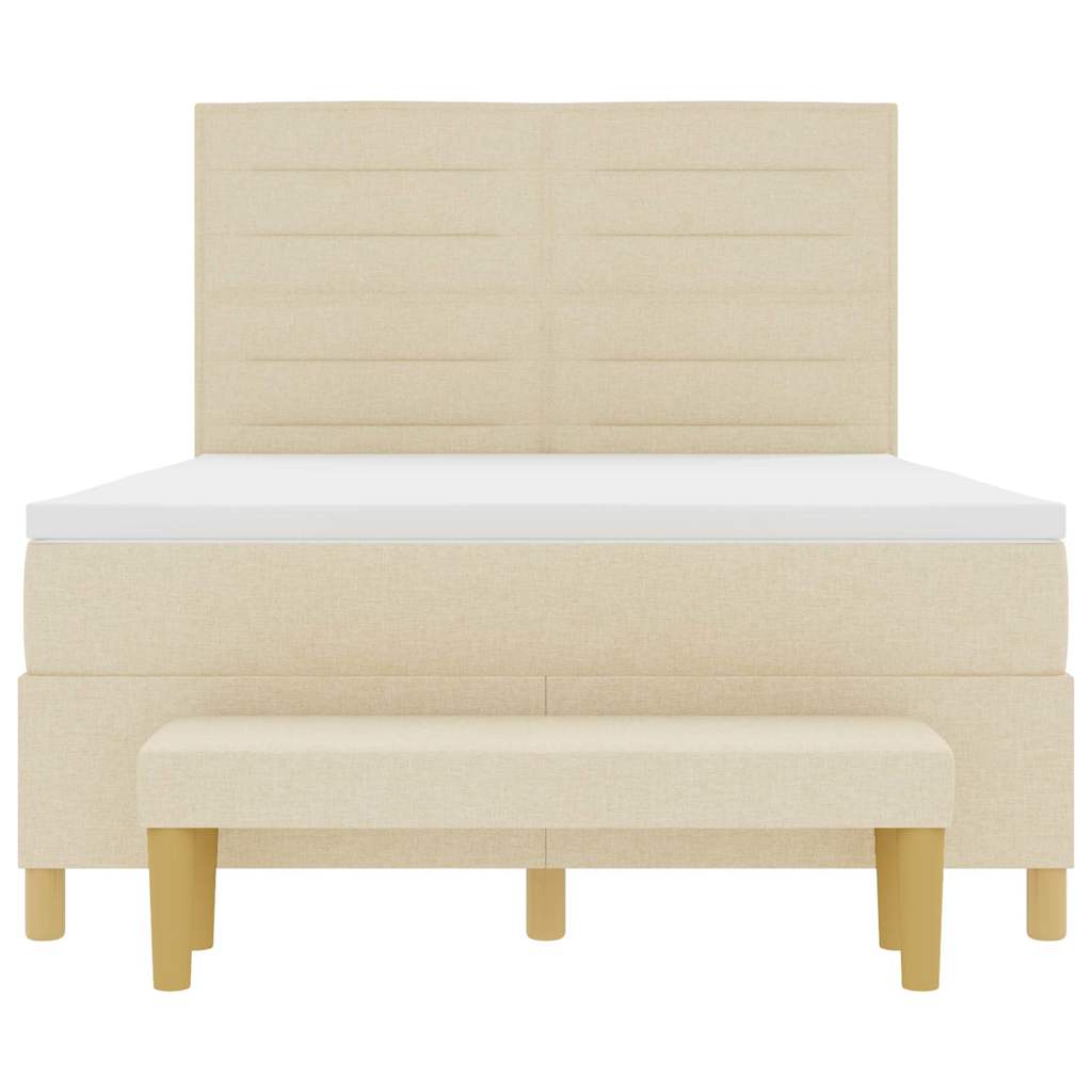 Boxspring bed met hoofdeinde Crème 200 x 160 cm Stof