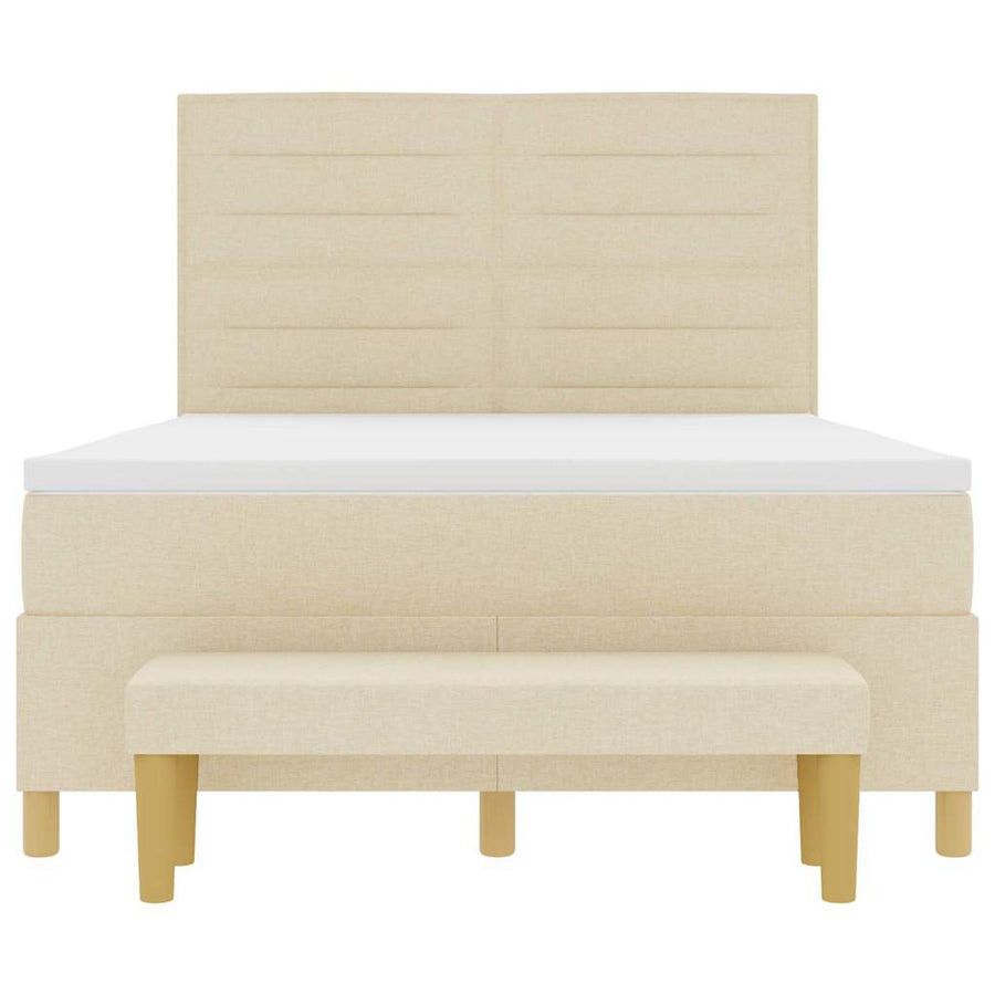 Boxspring bed met hoofdeinde Crème 200 x 160 cm Stof
