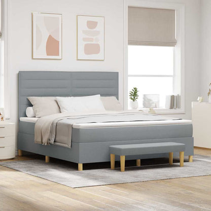 Boxspring bed met hoofdeinde Lichtgrijs 200 x 180 cm Stof
