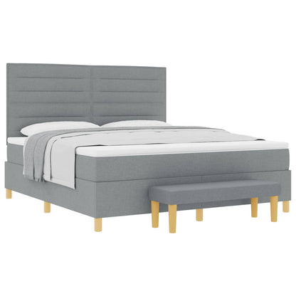 Boxspring bed met hoofdeinde Lichtgrijs 200 x 180 cm Stof