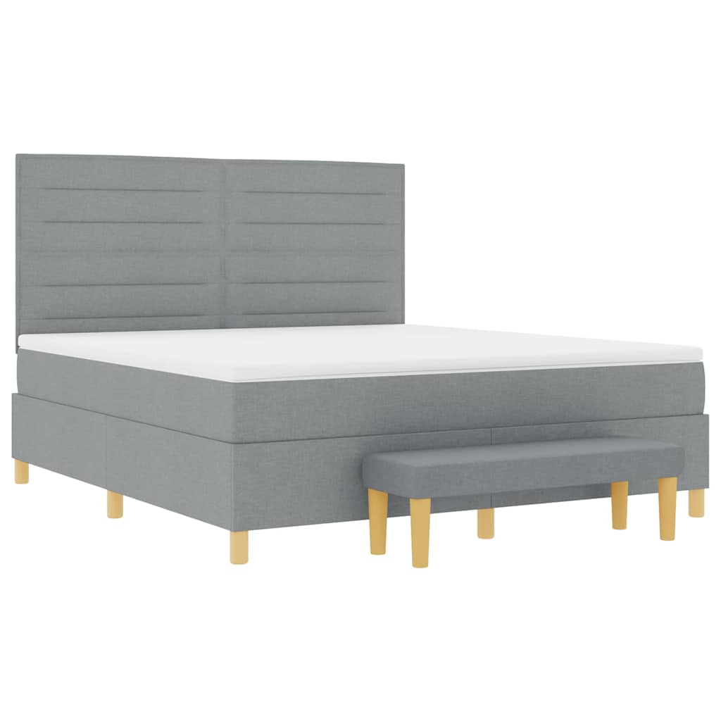 Boxspring bed met hoofdeinde Lichtgrijs 200 x 180 cm Stof