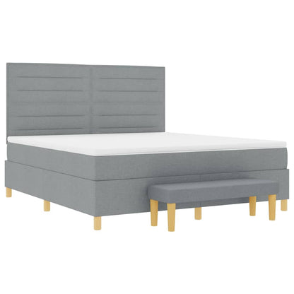 Boxspring bed met hoofdeinde Lichtgrijs 200 x 180 cm Stof
