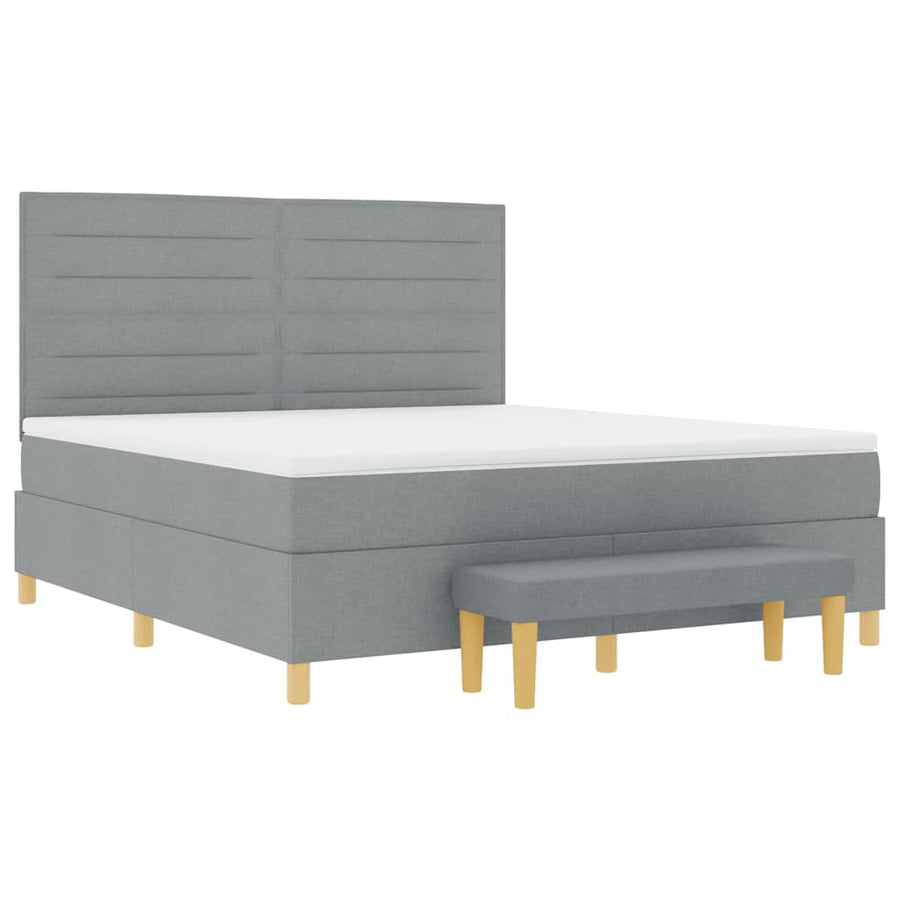 Boxspring bed met hoofdeinde Lichtgrijs 200 x 180 cm Stof
