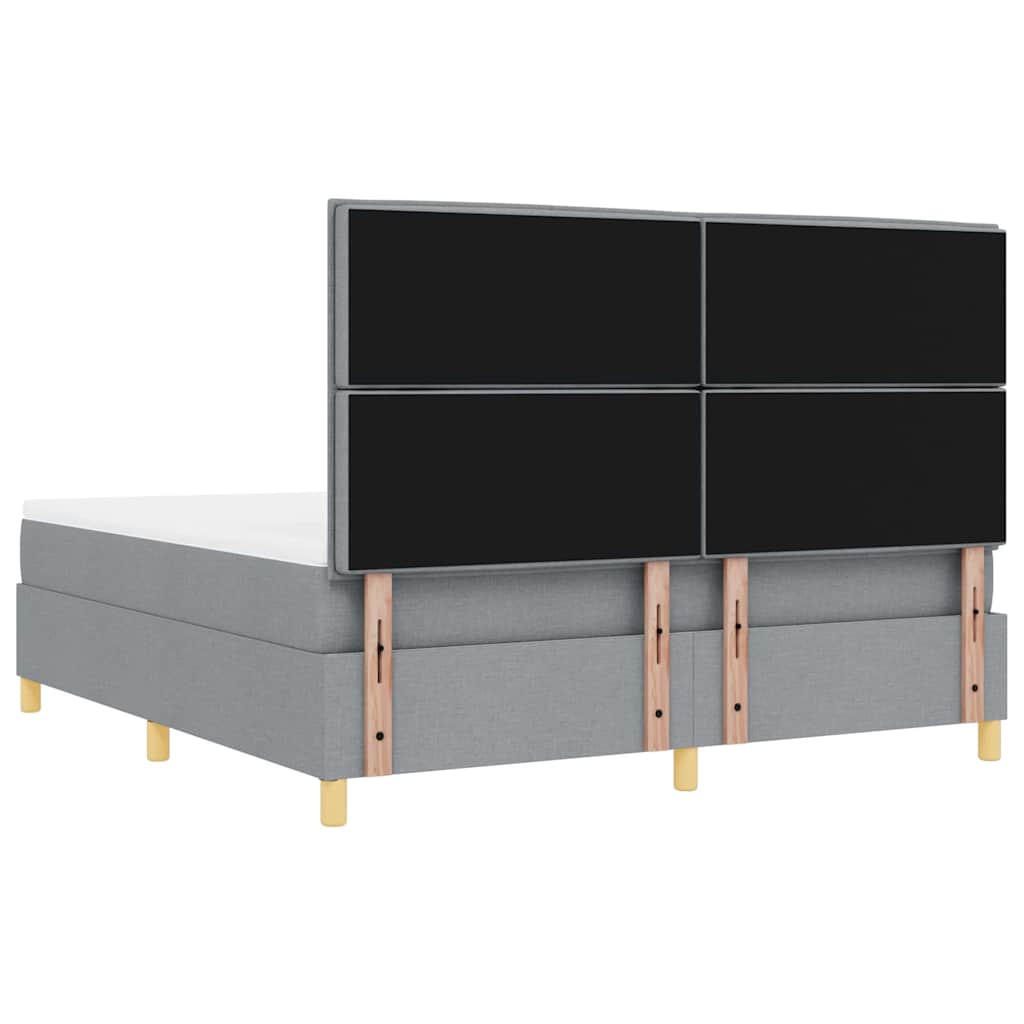 Boxspring bed met hoofdeinde Lichtgrijs 200 x 180 cm Stof
