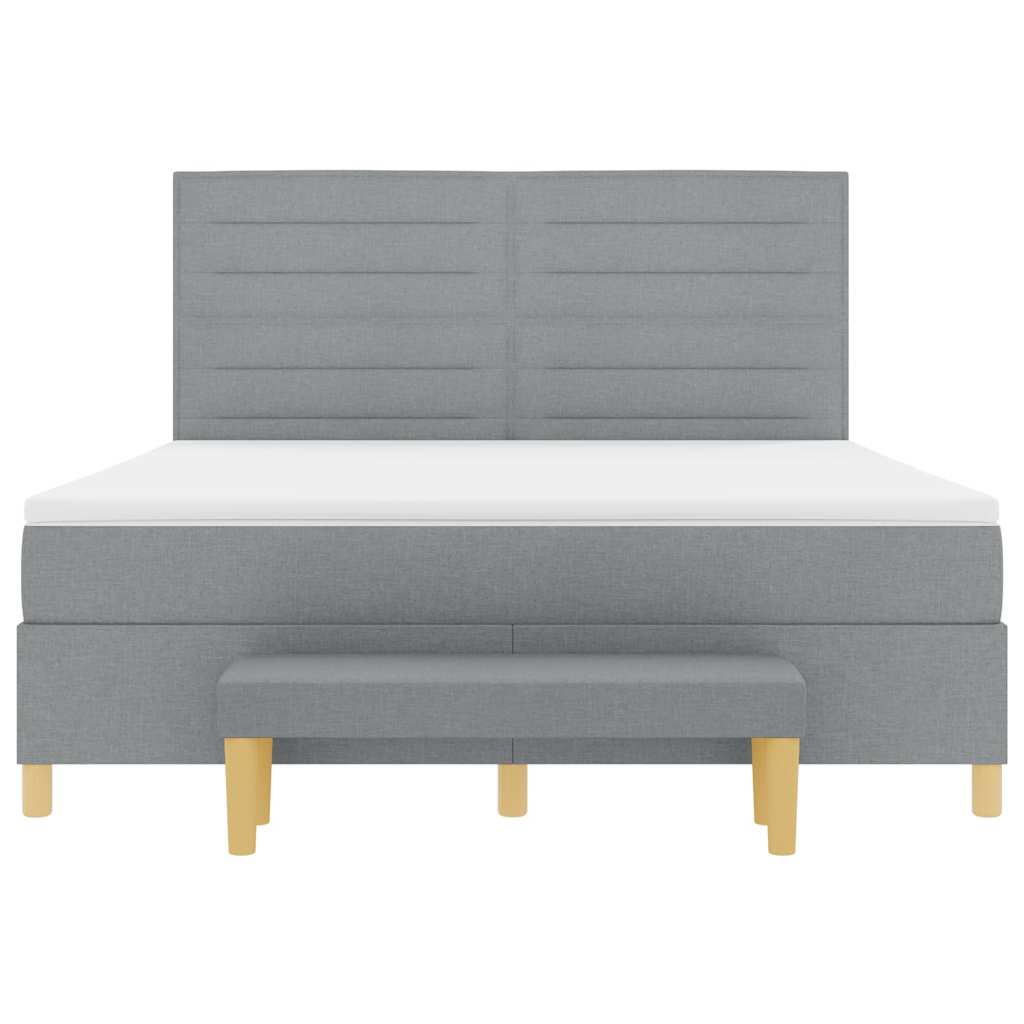 Boxspring bed met hoofdeinde Lichtgrijs 200 x 180 cm Stof