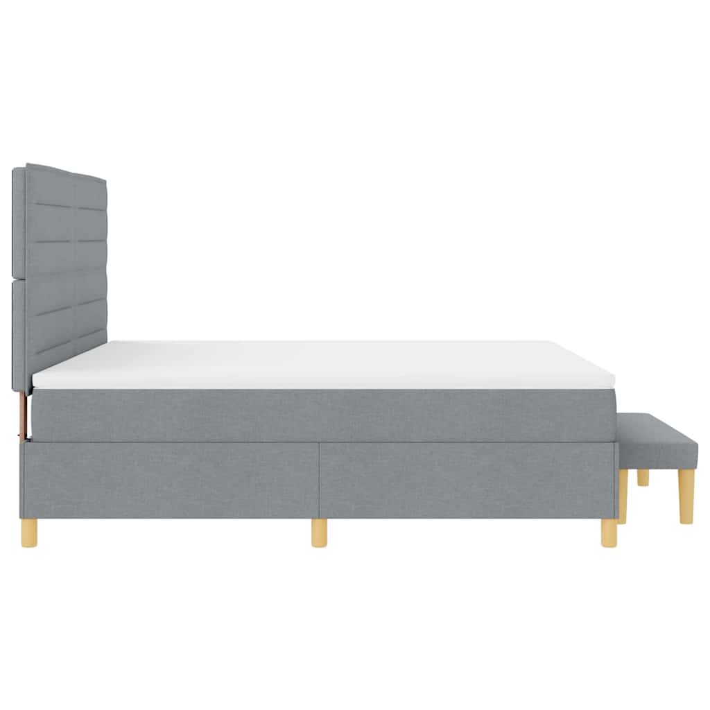 Boxspring bed met hoofdeinde Lichtgrijs 200 x 180 cm Stof