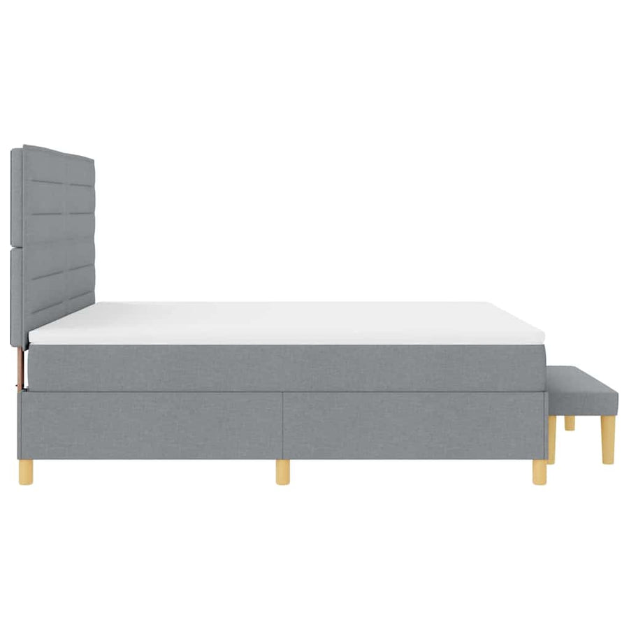 Boxspring bed met hoofdeinde Lichtgrijs 200 x 180 cm Stof