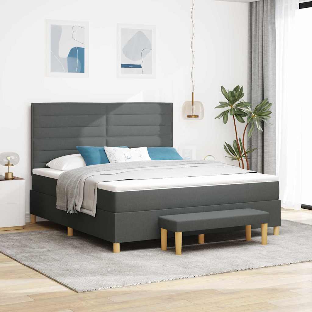 Boxspring bed met matras Donkergrijs 180 x 200 cm Stof